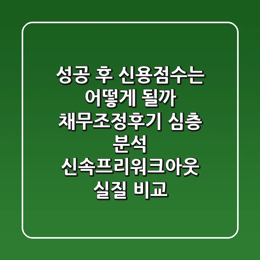 "성공 후 신용점수는 어떻게 될까?", 채무조정후기 심층 분석: 신속·프리워크아웃 실질 비교