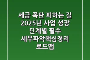 “세금 폭탄 피하는 길”, 2025년 사업 성장 단계별 필수 세무파악핵심정리 로드맵
