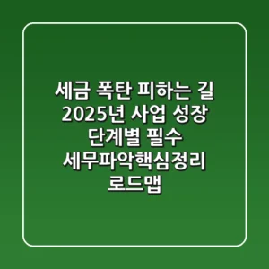"세금 폭탄 피하는 길", 2025년 사업 성장 단계별 필수 세무파악핵심정리 로드맵