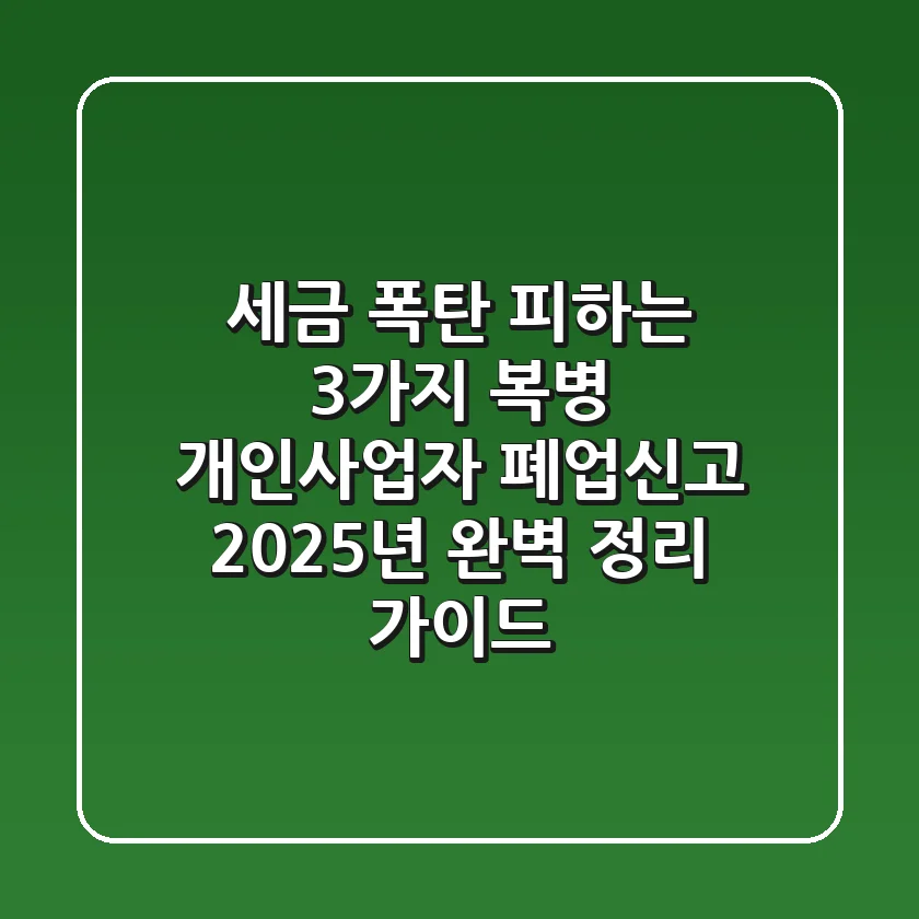 "세금 폭탄 피하는 3가지 복병", 개인사업자 폐업신고, 2025년 완벽 정리 가이드