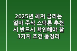 “2025년 최저 금리는 얼마?”, 주식 스탁론 추천 시 반드시 확인해야 할 3가지 조건 총정리
