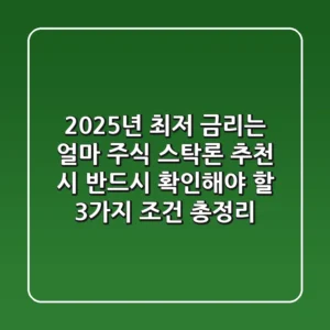 "2025년 최저 금리는 얼마?", 주식 스탁론 추천 시 반드시 확인해야 할 3가지 조건 총정리