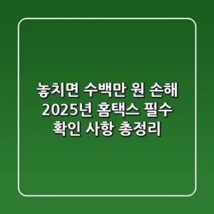"놓치면 수백만 원 손해", 2025년 홈택스 필수 확인 사항 총정리