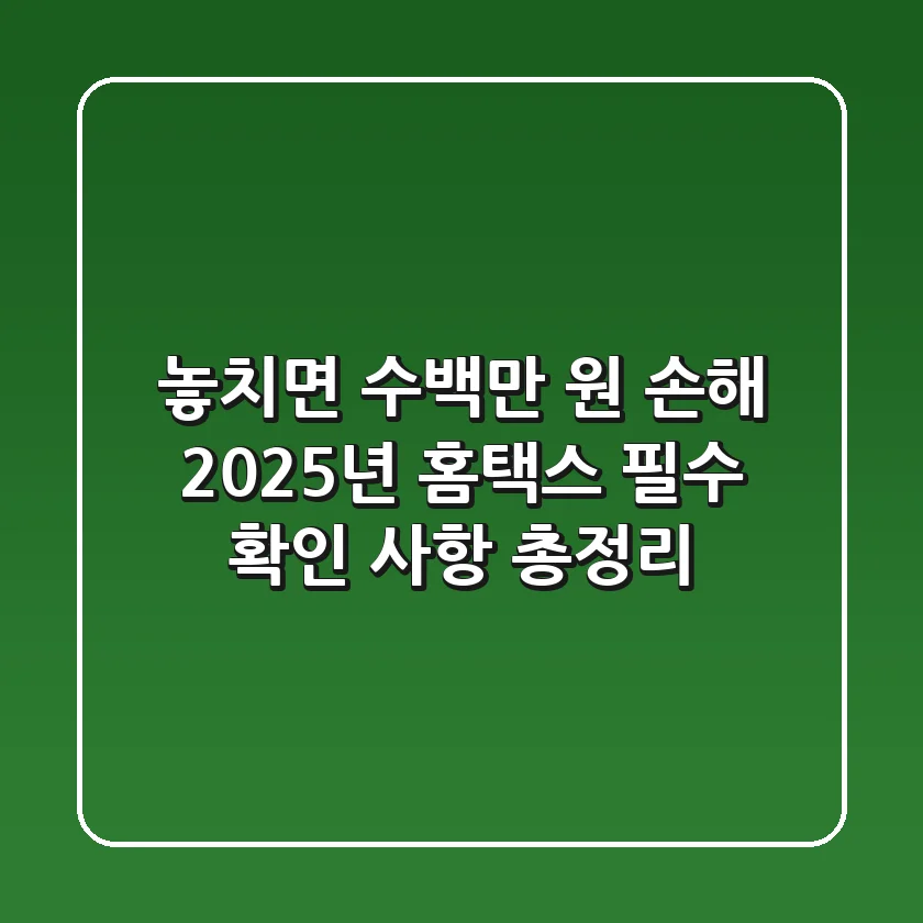 "놓치면 수백만 원 손해", 2025년 홈택스 필수 확인 사항 총정리