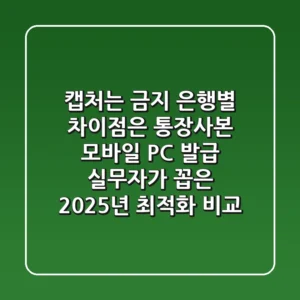 "캡처는 금지, 은행별 차이점은?", 통장사본 모바일 PC 발급, 실무자가 꼽은 2025년 최적화 비교