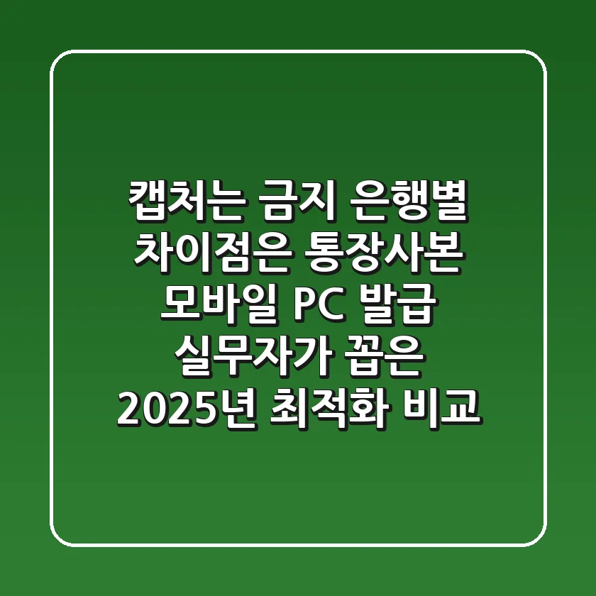 "캡처는 금지, 은행별 차이점은?", 통장사본 모바일 PC 발급, 실무자가 꼽은 2025년 최적화 비교