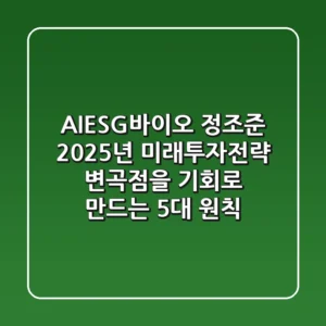 "AI·ESG·바이오 정조준", 2025년 미래투자전략: 변곡점을 기회로 만드는 5대 원칙