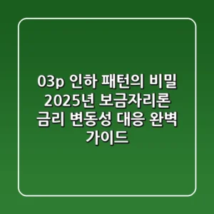 "0.3%p 인하 패턴의 비밀", 2025년 보금자리론 금리 변동성 대응 완벽 가이드