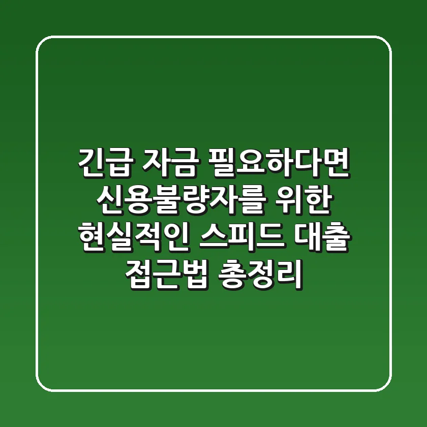 "긴급 자금 필요하다면", 신용불량자를 위한 현실적인 스피드 대출 접근법 총정리
