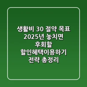 "생활비 30% 절약 목표", 2025년 놓치면 후회할 할인혜택이용하기 전략 총정리