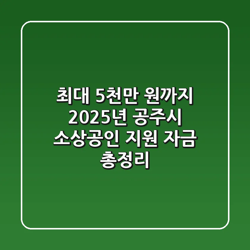 "최대 5천만 원까지", 2025년 공주시 소상공인 지원 자금 총정리