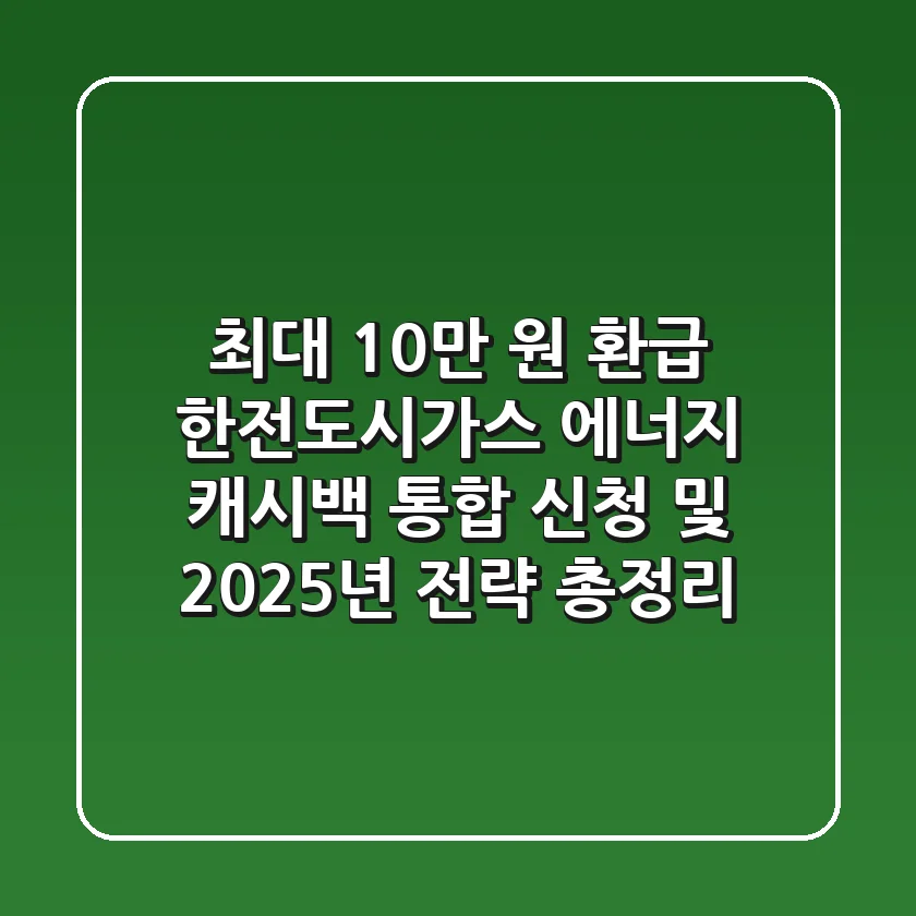 "최대 10만 원 환급?", 한전·도시가스 에너지 캐시백 통합 신청 및 2025년 전략 총정리