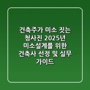 "건축주가 미소 짓는 청사진", 2025년 미소설계를 위한 건축사 선정 및 실무 가이드