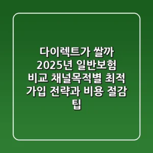 "다이렉트가 쌀까?", 2025년 일반보험 비교, 채널·목적별 최적 가입 전략과 비용 절감 팁