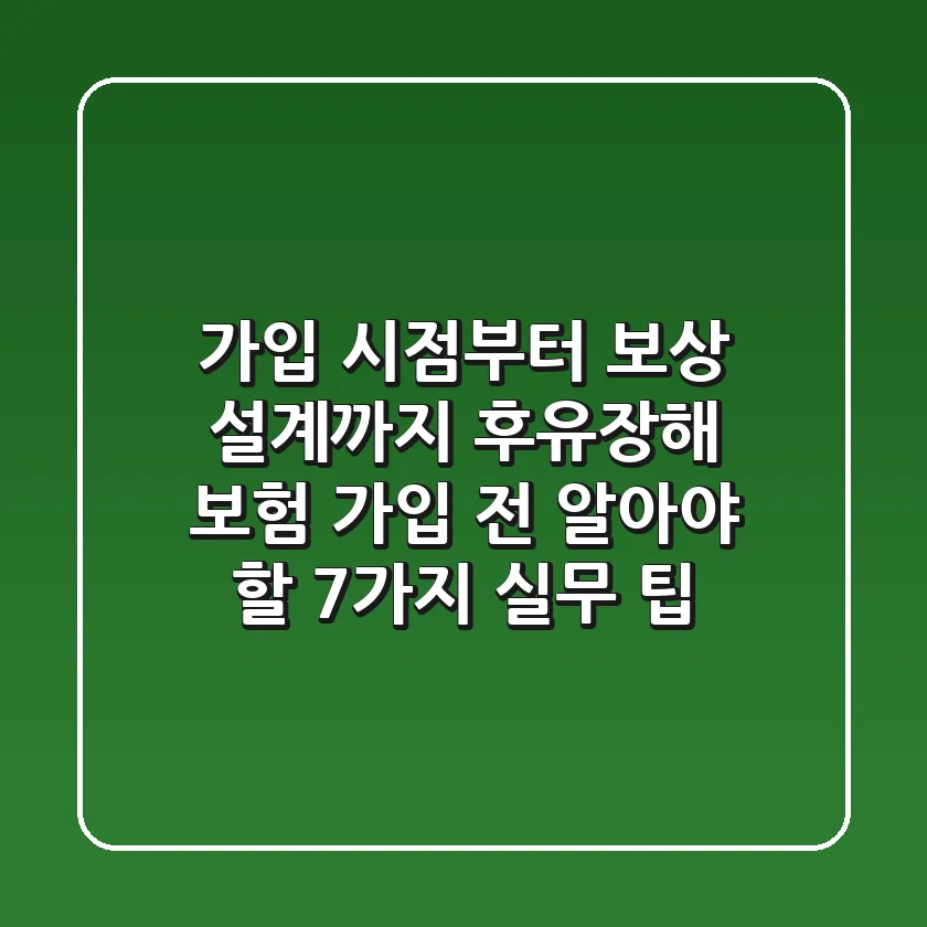 "가입 시점부터 보상 설계까지", 후유장해 보험 가입 전 알아야 할 7가지 실무 팁