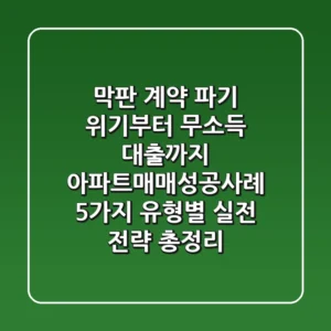 "막판 계약 파기 위기부터 무소득 대출까지", 아파트매매성공사례 5가지 유형별 실전 전략 총정리