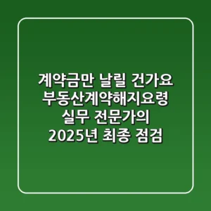 "계약금만 날릴 건가요?", 부동산계약해지요령, 실무 전문가의 2025년 최종 점검