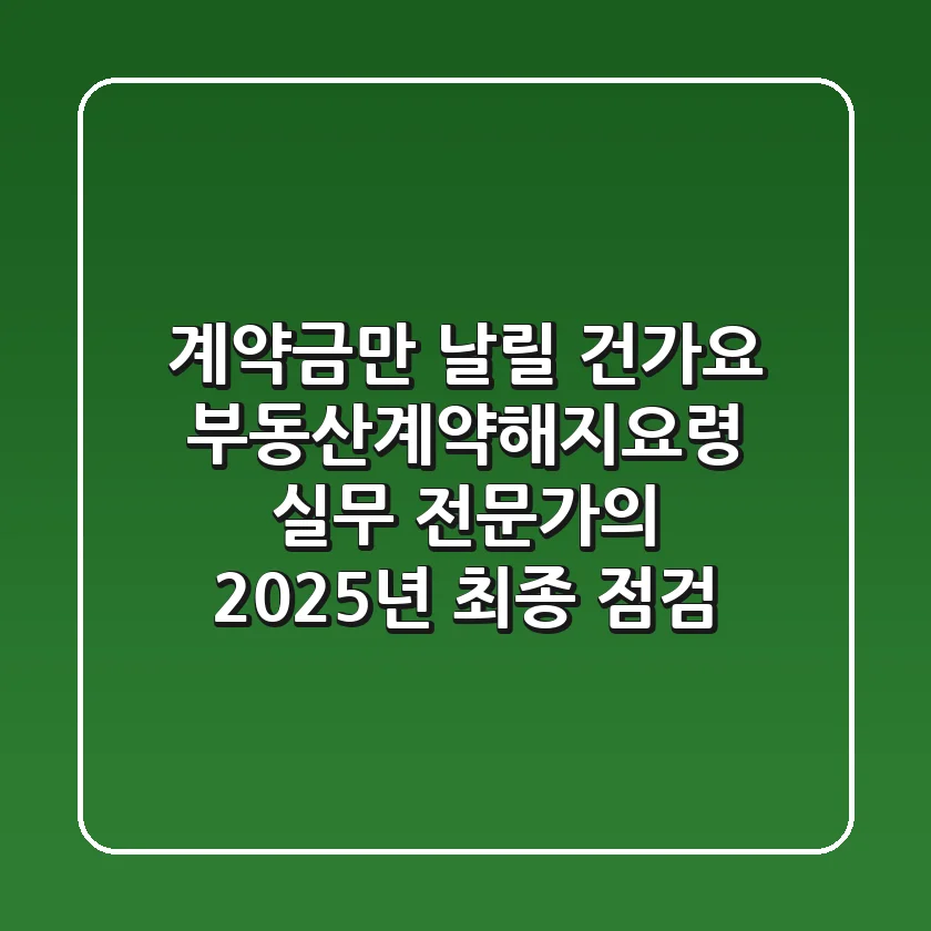 "계약금만 날릴 건가요?", 부동산계약해지요령, 실무 전문가의 2025년 최종 점검