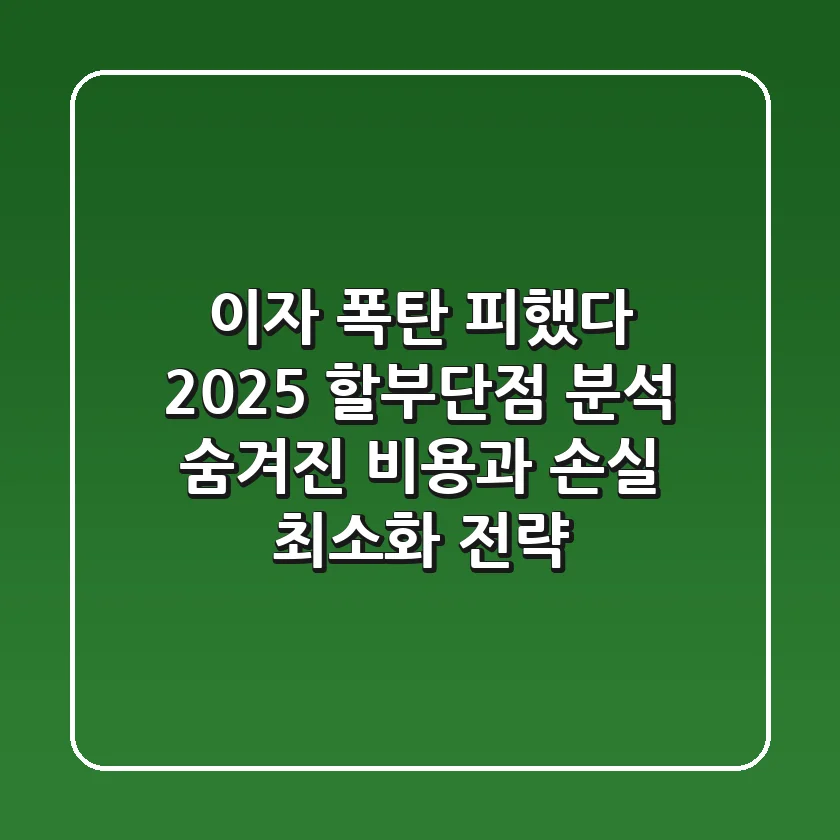 "이자 폭탄 피했다", 2025 할부단점 분석: 숨겨진 비용과 손실 최소화 전략