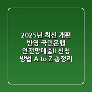 "2025년 최신 개편 반영", 국민은행 안전망대출II 신청 방법 A to Z 총정리