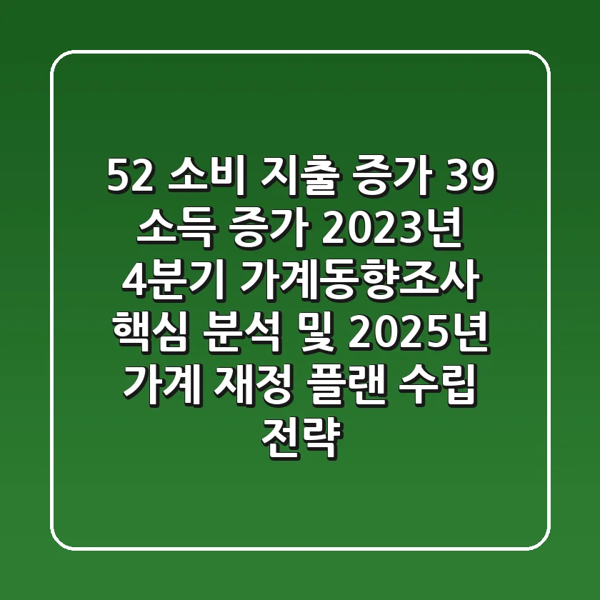 "5.2% 소비 지출 증가, 3.9% 소득 증가", 2023년 4분기 가계동향조사 핵심 분석 및 2025년 가계 재정 플랜 수립 전략