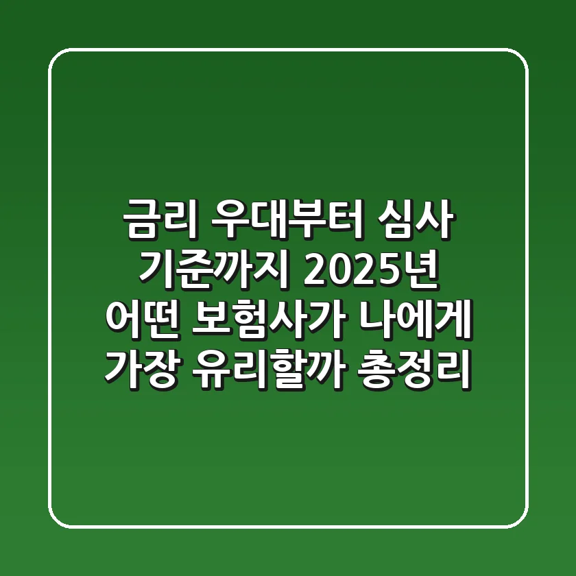 "금리 우대부터 심사 기준까지", 2025년 어떤 보험사가 나에게 가장 유리할까 총정리
