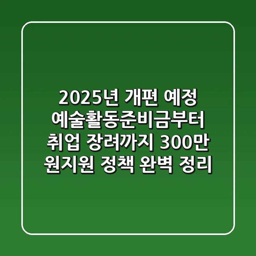 "2025년 개편 예정", 예술활동준비금부터 취업 장려까지 300만 원지원 정책 완벽 정리
