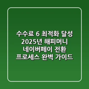 "수수료 6% 최적화 달성", 2025년 해피머니 네이버페이 전환 프로세스 완벽 가이드