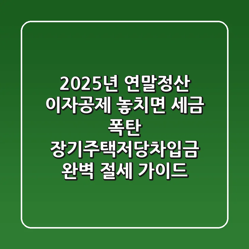 "2025년 연말정산 이자공제", 놓치면 세금 폭탄! 장기주택저당차입금 완벽 절세 가이드
