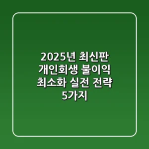 "2025년 최신판", 개인회생 불이익 최소화 실전 전략 5가지