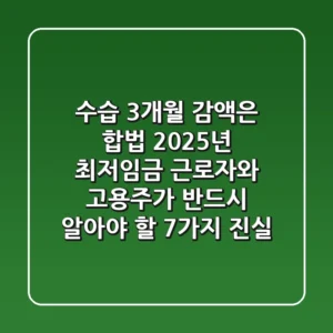"수습 3개월 감액은 합법?", 2025년 최저임금, 근로자와 고용주가 반드시 알아야 할 7가지 진실