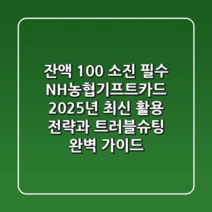 "잔액 100% 소진 필수", NH농협기프트카드 2025년 최신 활용 전략과 트러블슈팅 완벽 가이드
