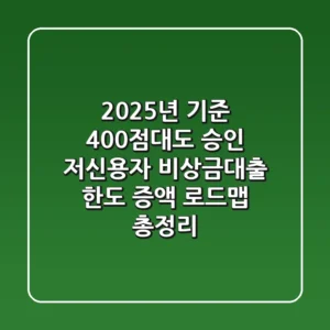 "2025년 기준 400점대도 승인?", 저신용자 비상금대출 한도 증액 로드맵 총정리