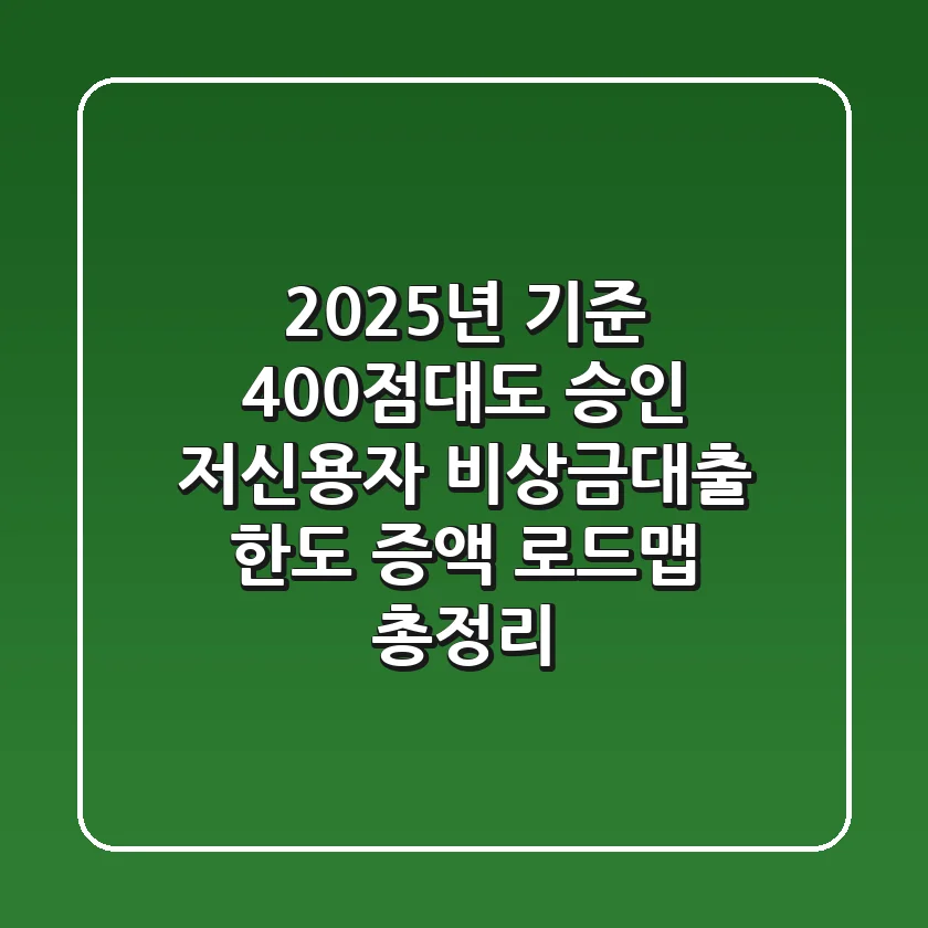 "2025년 기준 400점대도 승인?", 저신용자 비상금대출 한도 증액 로드맵 총정리