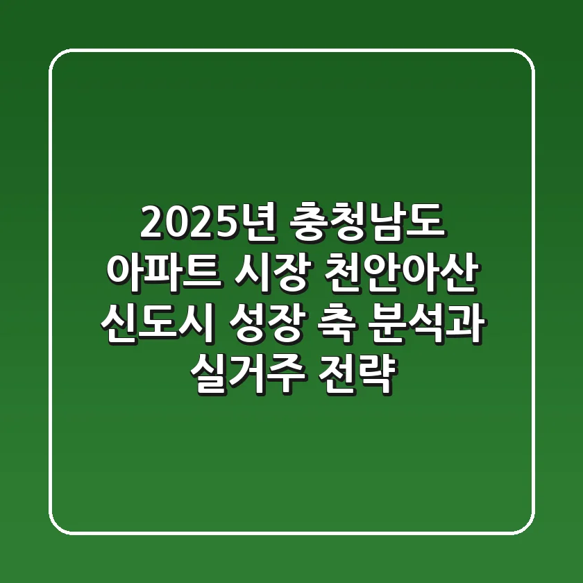 "2025년 충청남도 아파트 시장: 천안/아산 신도시 성장 축 분석과 실거주 전략"