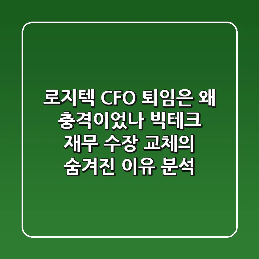 "로지텍 CFO 퇴임은 왜 충격이었나?", 빅테크 재무 수장 교체의 숨겨진 이유 분석