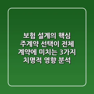 "보험 설계의 핵심", 주계약 선택이 전체 계약에 미치는 3가지 치명적 영향 분석