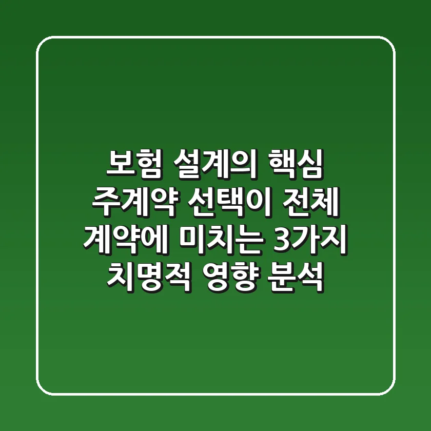 "보험 설계의 핵심", 주계약 선택이 전체 계약에 미치는 3가지 치명적 영향 분석