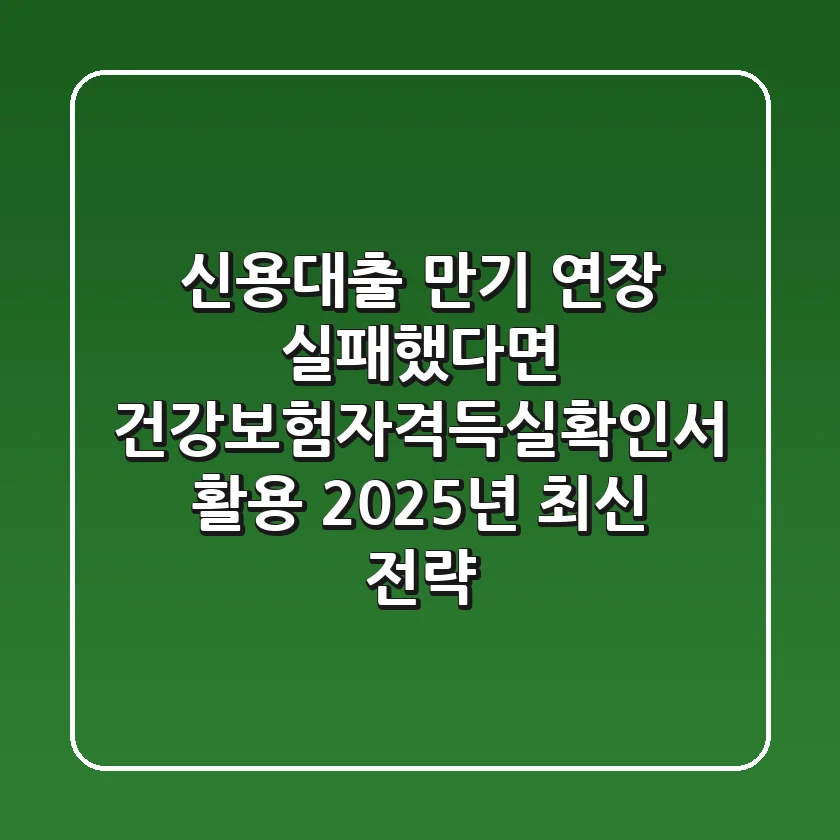 "신용대출 만기 연장 실패했다면?", 건강보험자격득실확인서 활용 2025년 최신 전략