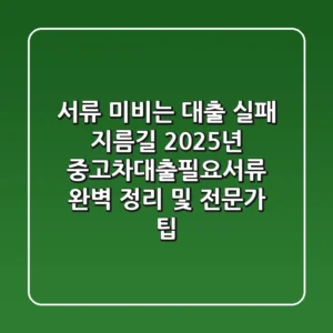 "서류 미비는 대출 실패 지름길", 2025년 중고차대출필요서류 완벽 정리 및 전문가 팁