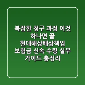 "복잡한 청구 과정, 이것 하나면 끝", 현대해상배상책임 보험금 신속 수령 실무 가이드 총정리