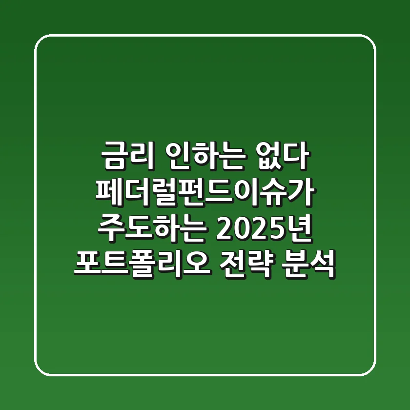 "금리 인하는 없다", 페더럴펀드이슈가 주도하는 2025년 포트폴리오 전략 분석