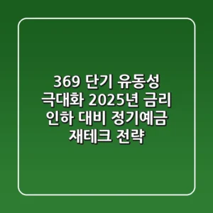 "3-6-9 단기 유동성 극대화", 2025년 금리 인하 대비 정기예금 재테크 전략
