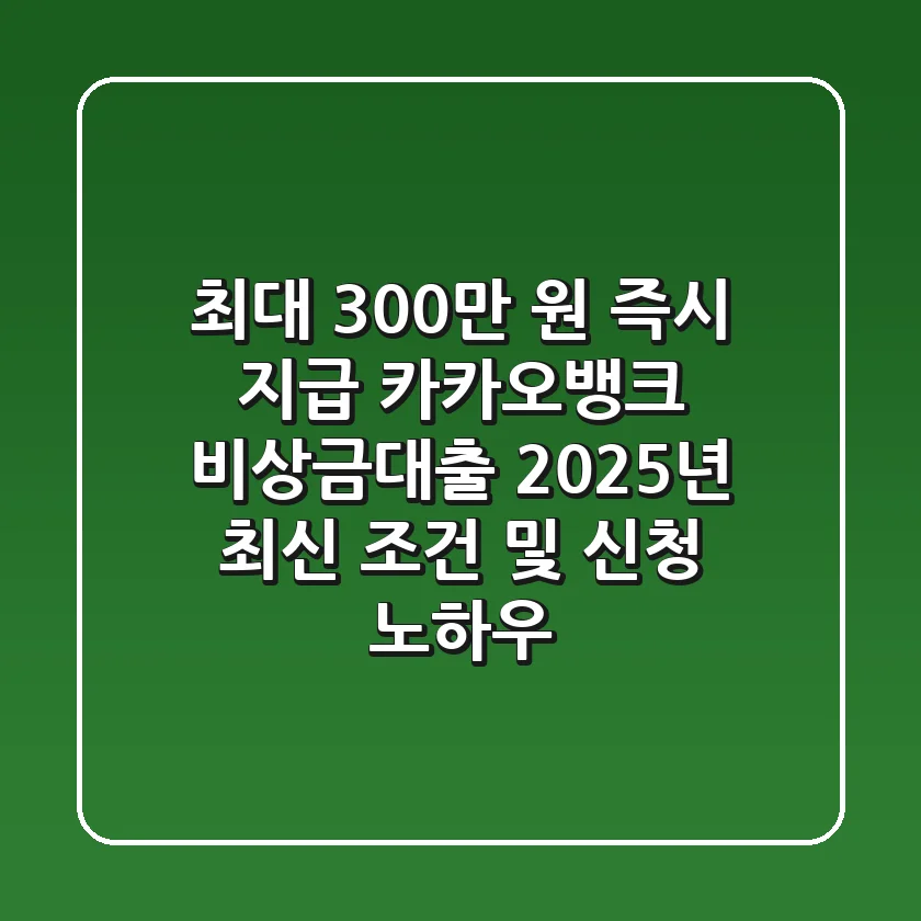 "최대 300만 원 즉시 지급", 카카오뱅크 비상금대출 2025년 최신 조건 및 신청 노하우